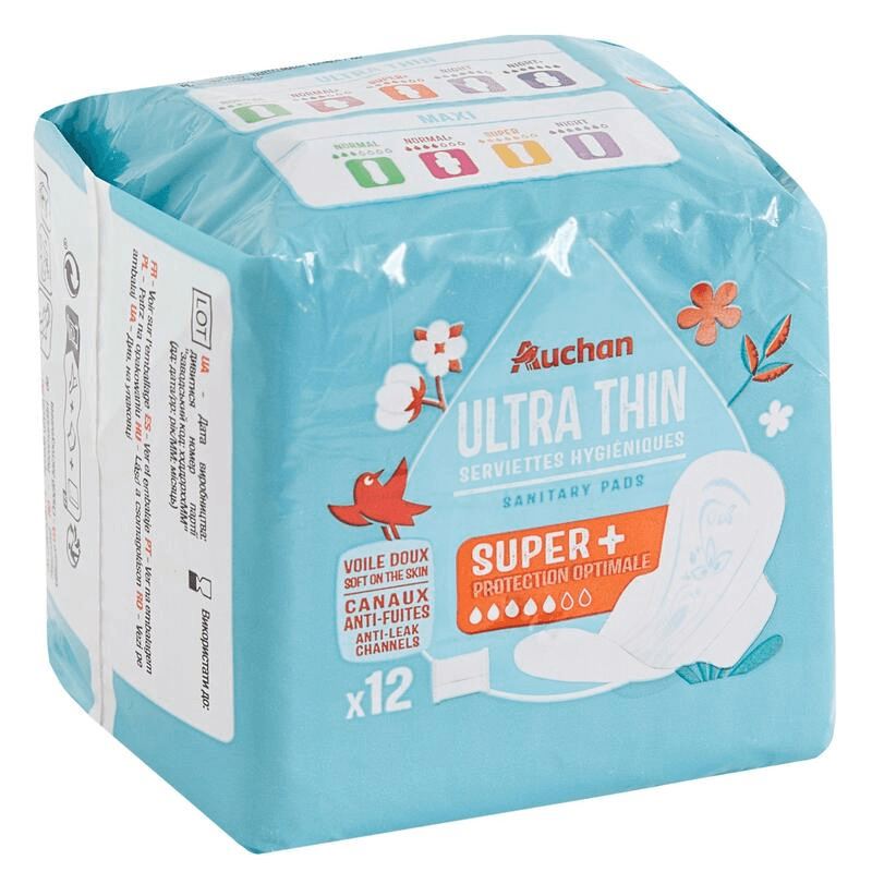 Auchan serviette ultra mince X12