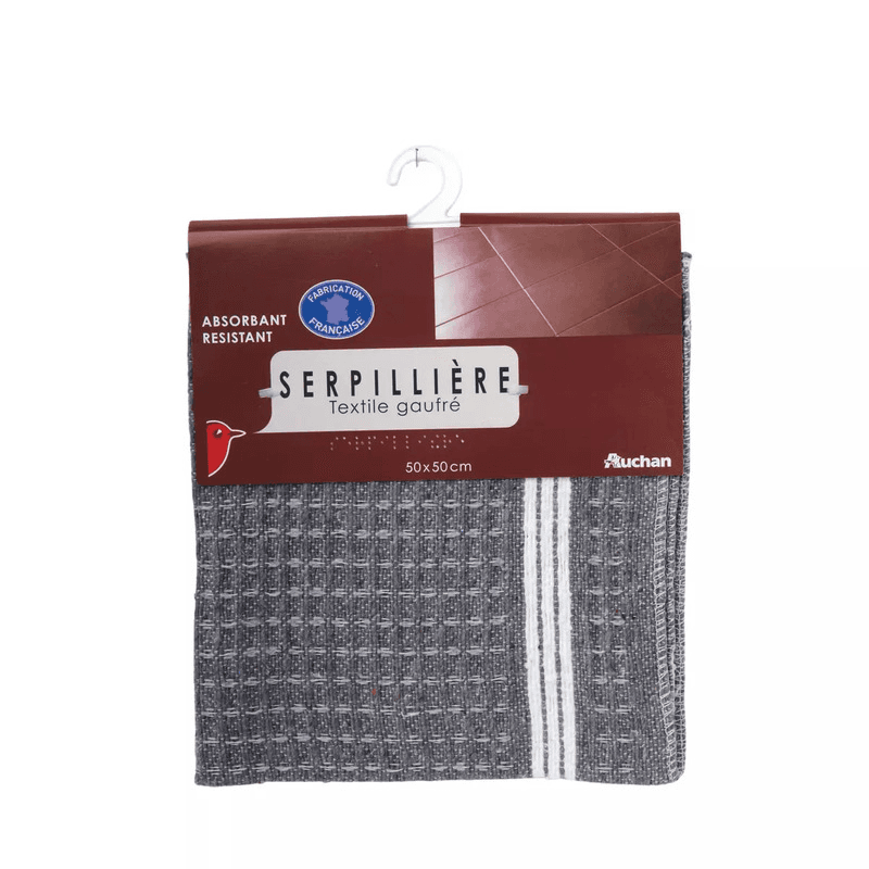 AUCHAN Serpillières gaufrées 50x50cm 1 serpillière