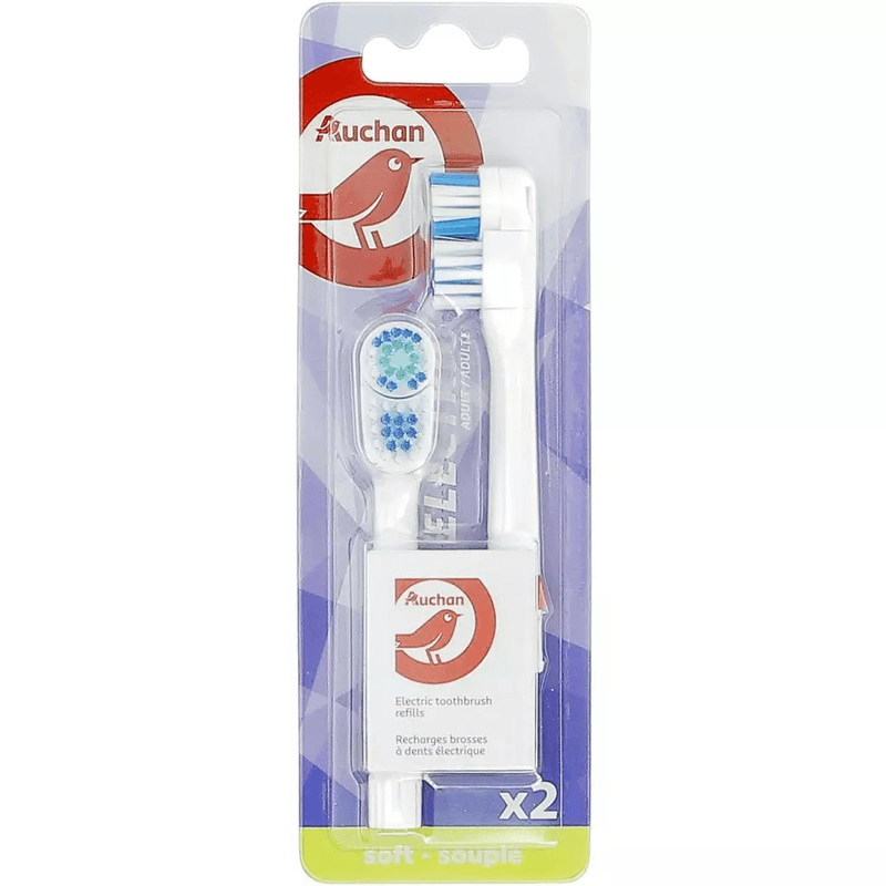 AUCHAN Recharge brosse à dents électrique à piles adulte souple