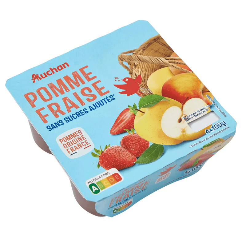 Auchan compote Pomme fraise 400G
