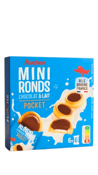 AUCHAN MINI CHOCOLATE AND MILK ROUNDS 225G
