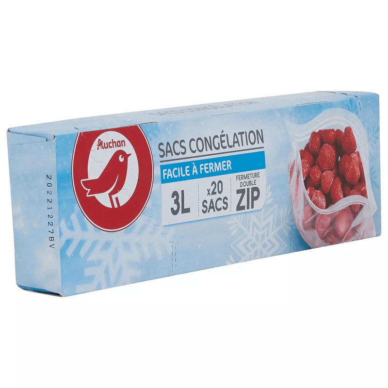 AUCHAN Sacs de congélation avec zip3l 20 sacs