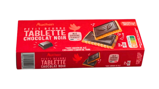 AUCHAN PETIT BEURRE BISCUITS N APPES CHOCOLAT NOIR 150G